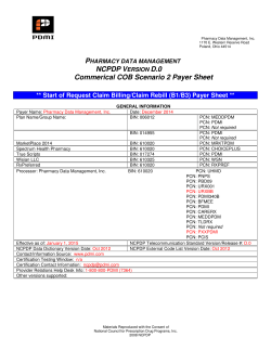 NCPDP VERSION D.0 Commerical COB Scenario 2 Payer