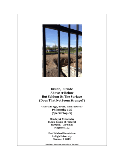 &ldquo;Knowledge, Truth, and Fiction&rdquo; Philosophy 195 - Home