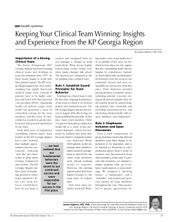 Keeping Your Clinical Team Winning: Insights and Experience From
