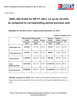 DHFL Net Profit for 9M FY 2011-12 up by 24.33% as compared to