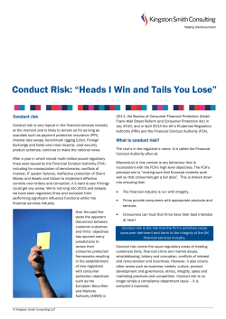 Conduct Risk: &ldquo;Heads I Win and Tails You Lose&rdquo;