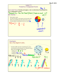 May 07, 2014 Lesson 7.3 Probability of Independent Events