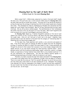Choosing Rest by the Light of God`s Word