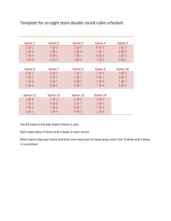 Template for an eight team double round robin schedule