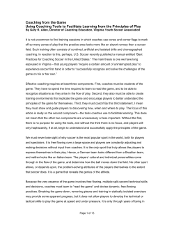 Coaching from the Game Using Coaching Tools to Facilitate