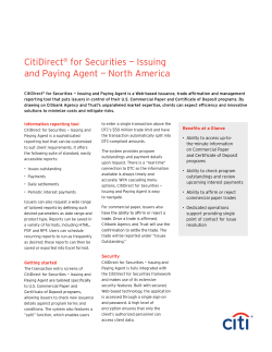 CitiDirect&reg; for Securities &mdash; Issuing and Paying Agent