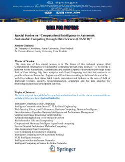 Special Session on &ldquo;Computational Intelligence to Autonomic
