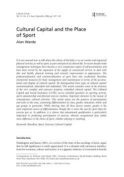 Cultural Capital and the Place of Sport