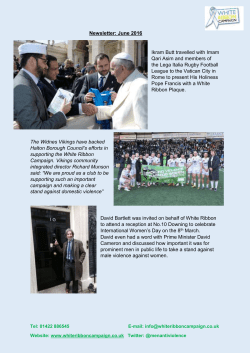 David Bartlett was invited on behalf of White Ribbon to attend a