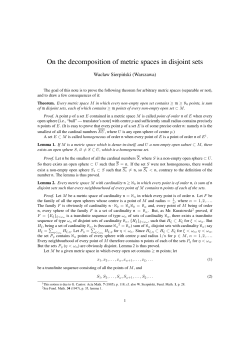 On the decomposition of metric spaces in disjoint sets