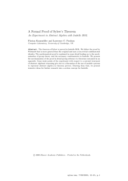 A Formal Proof of Sylow`s Theorem