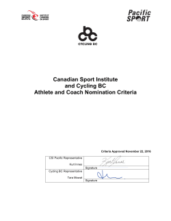 Canadian Sport Institute and Cycling BC Athlete and Coach
