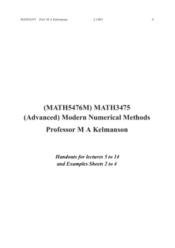 MATH3475 (Advanced) Modern Numerical Methods Professor MA