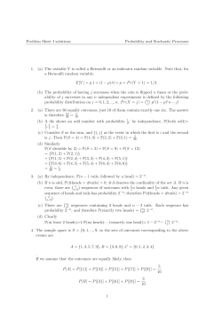 Problem Sheet I solutions Probability and Stochastic