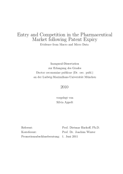 Entry and Competition in the Pharmaceutical Market following