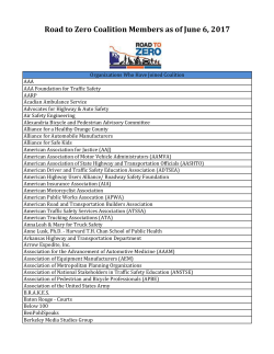 Road to Zero Coalition Members as of June 6, 2017