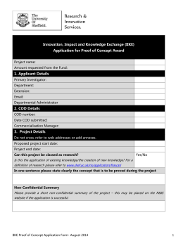 Application for Proof of Concept Award