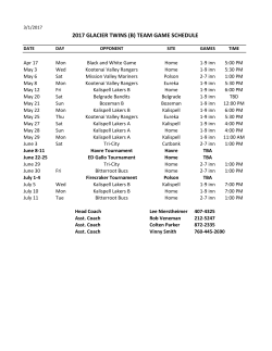 2017 GLACIER TWINS (B) TEAM GAME SCHEDULE