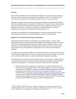 Evaluating Contributions to Diversity under APM-210