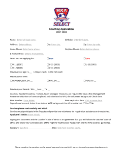 2017-18 Select Coach Application