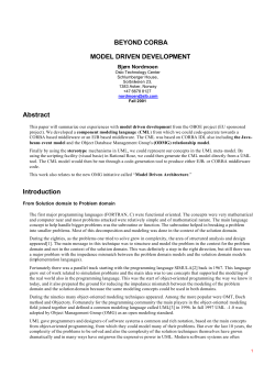 Abstract Introduction BEYOND CORBA MODEL DRIVEN