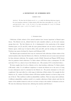A DICHOTOMY ON SCHREIER SETS 1. Introduction Collections of