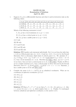 MATH 251.504 Examination 2 Solutions April 12, 2011 1. Suppose f