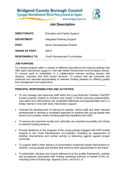 PERSON SPECIFICATION Senior Development Worker
