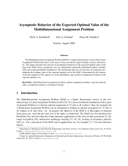 Asymptotic Behavior of the Expected Optimal Value of - U