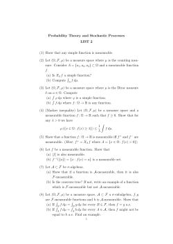 Probability Theory and Stochastic Processes LIST 2 (1) Show that