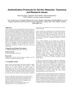 Authentication Protocols for Ad Hoc Networks
