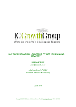 How does Ecological Leadership Fit into your Winning Strategy