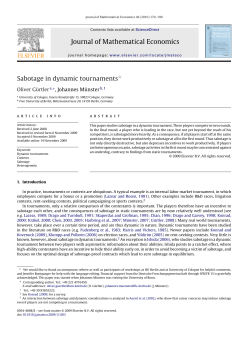 Journal of Mathematical Economics Sabotage in dynamic tournaments