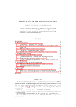 HODGE THEORY OF THE MIDDLE CONVOLUTION Contents