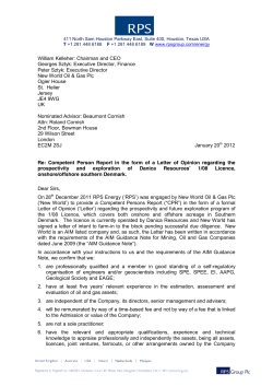 New World Oil and Gas: AIM Rule 26