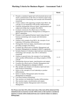 Marking Criteria for Business Report