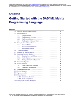 Statistical Programming with SAS/IML Software: An