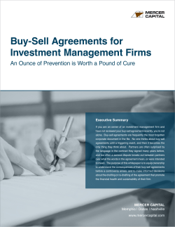 Buy-Sell Agreements for Investment Management Firms