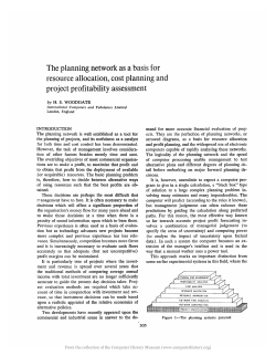 The planning network as a basis for resource allocation, cost