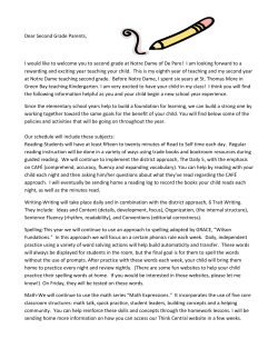 1st Newsletter - Notre Dame of De Pere