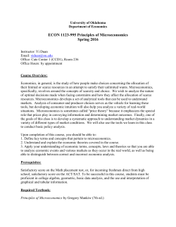 ECON 1123-995 Principles of Microeconomics Spring 2016