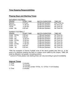 Time Keeping Responsibilities Playing Days and Starting