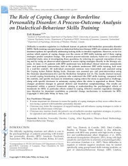 The Role of Coping Change in Borderline Personality Disorder: A