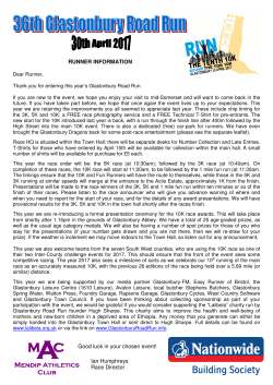 RUNNER INFORMATION Good luck in your chosen event! Ian