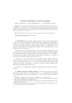 POSITIVE ENTRIES OF STABLE MATRICES∗ 1. Introduction