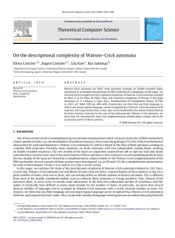 Theoretical Computer Science On the descriptional complexity of