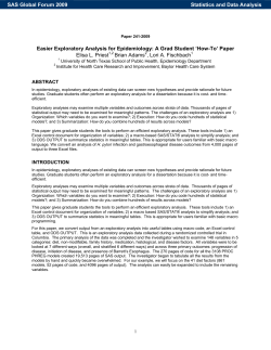 Easier Exploratory Analysis for Epidemiology