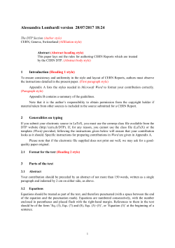 Preparing contributions to CERN reports