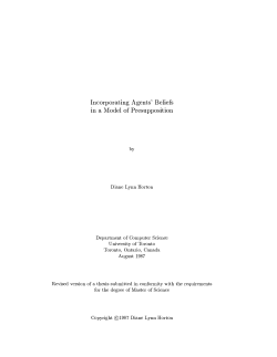 Incorporating Agents` Beliefs in a Model of Presupposition by Diane