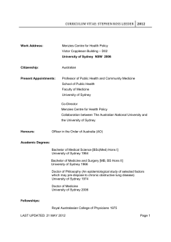 curriculum vitae: stephen ross leeder